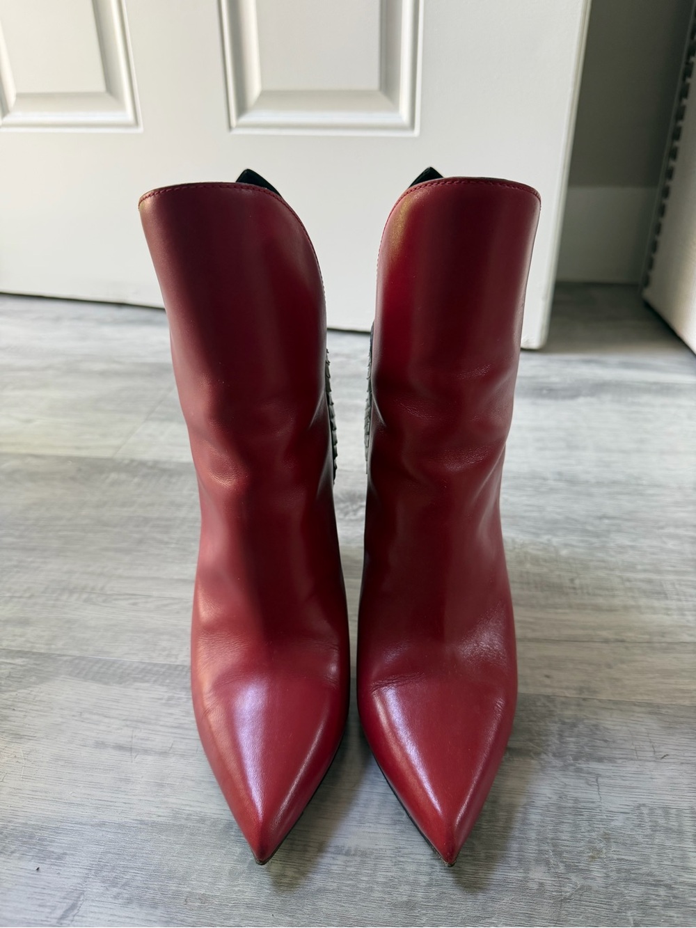 Louis Vuitton Burgundy Pointed-Toe Leather Ankle Boots